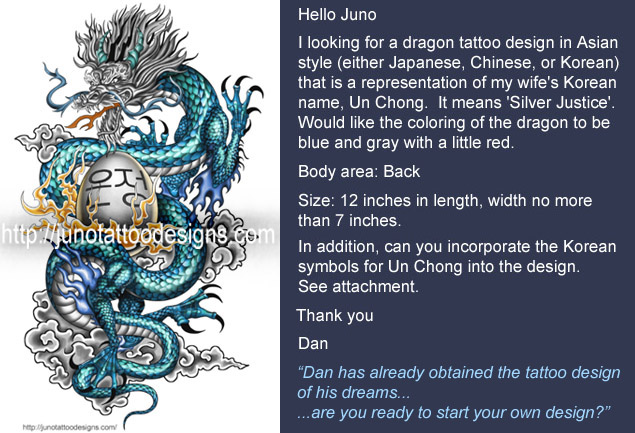Blue asian dragon | GET a custom Tattoo design 100% ONLINE